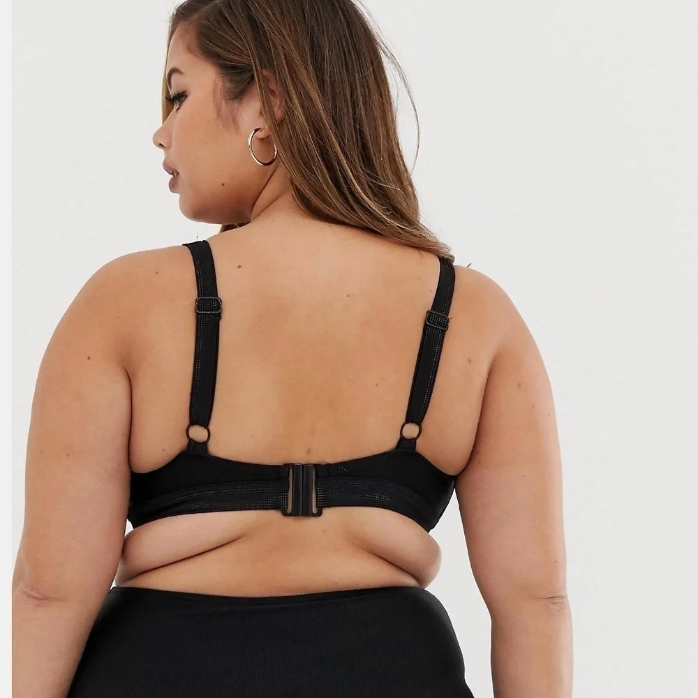 Asos Curve 16 Wolf and whistle exclusive bunny tie cut out swim top bikini